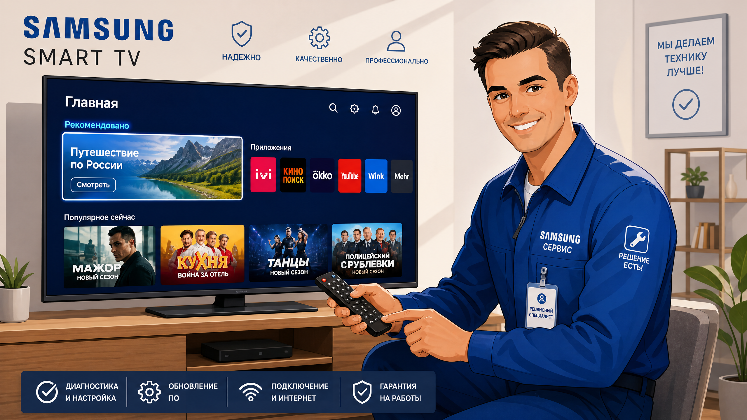 Мастер SMART-TIV выполняет прошивку и разблокировку Smart TV Samsung и LG